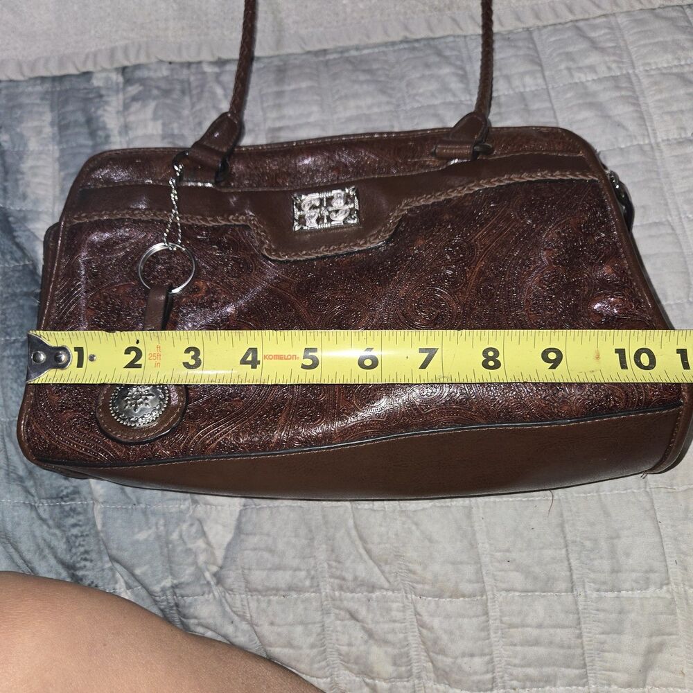 Bueno Brown Shoulder Bag Embossed Paisley Design *See Description) (#4A8)
